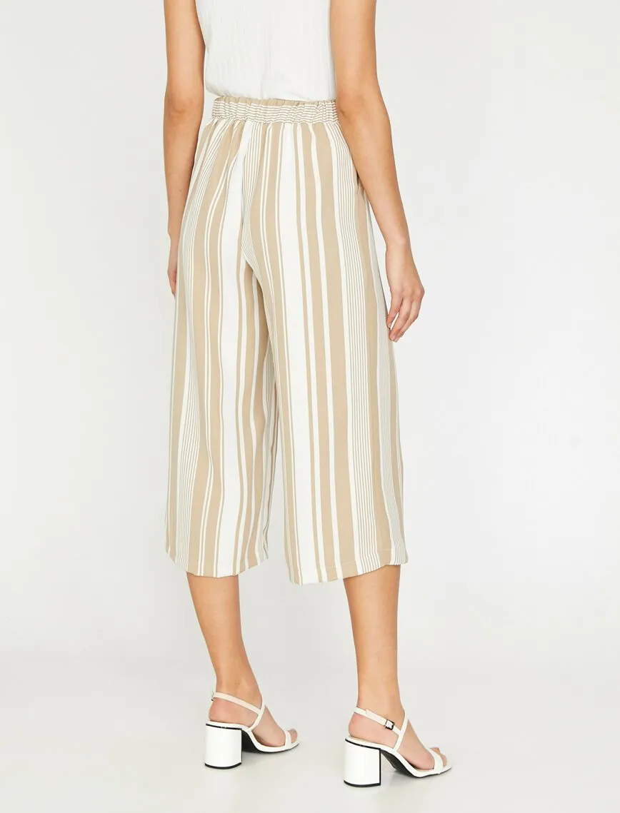 16341 Beige Striped Culotte Trousers