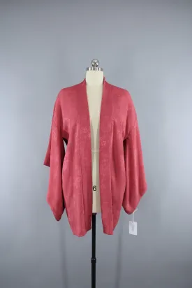 1930s Vintage Silk Haori Kimono Jacket in Dusty Rose Pink