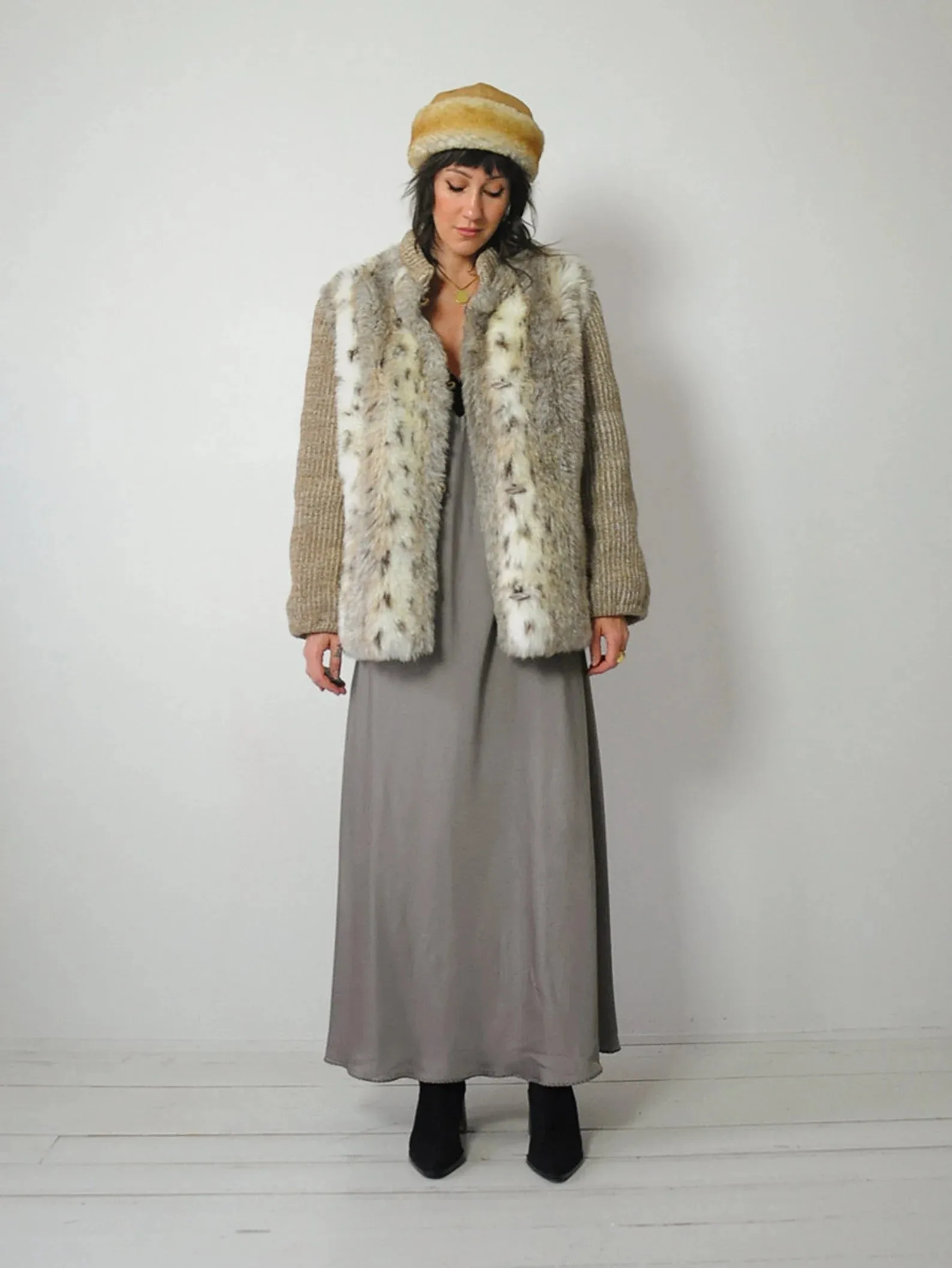 1970's Faux Leopard Knit Coat