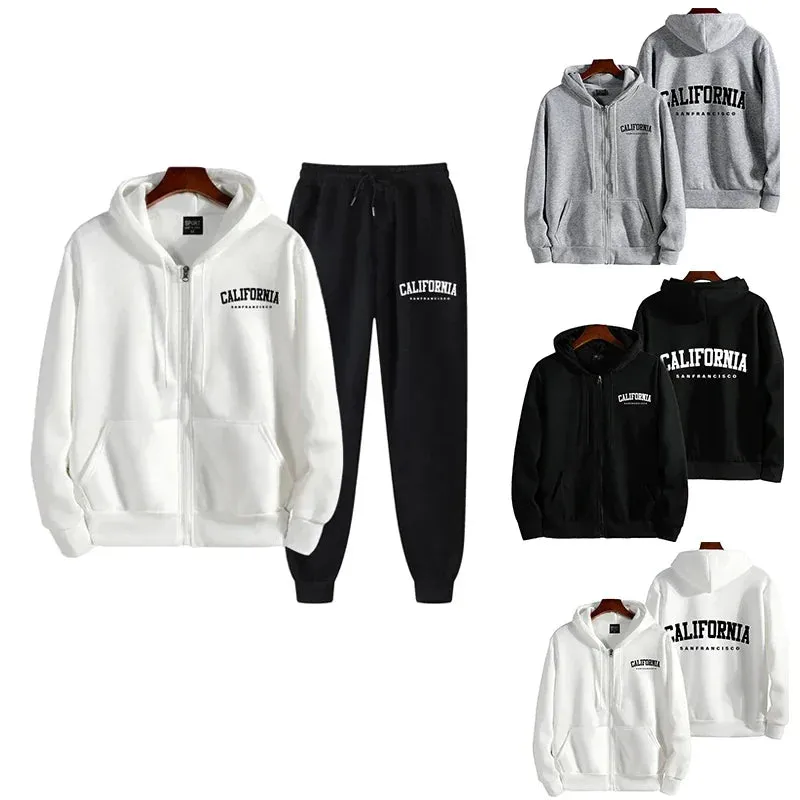 2025 Men's Tracksuit – Fashion Zip-Up Hoodie & Sweatpants Set, Daily Casual Sportswear Cardigan