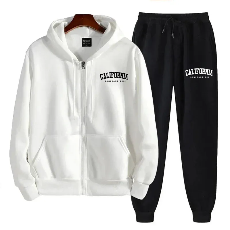 2025 Men's Tracksuit – Fashion Zip-Up Hoodie & Sweatpants Set, Daily Casual Sportswear Cardigan