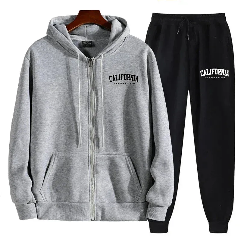 2025 Men's Tracksuit – Fashion Zip-Up Hoodie & Sweatpants Set, Daily Casual Sportswear Cardigan