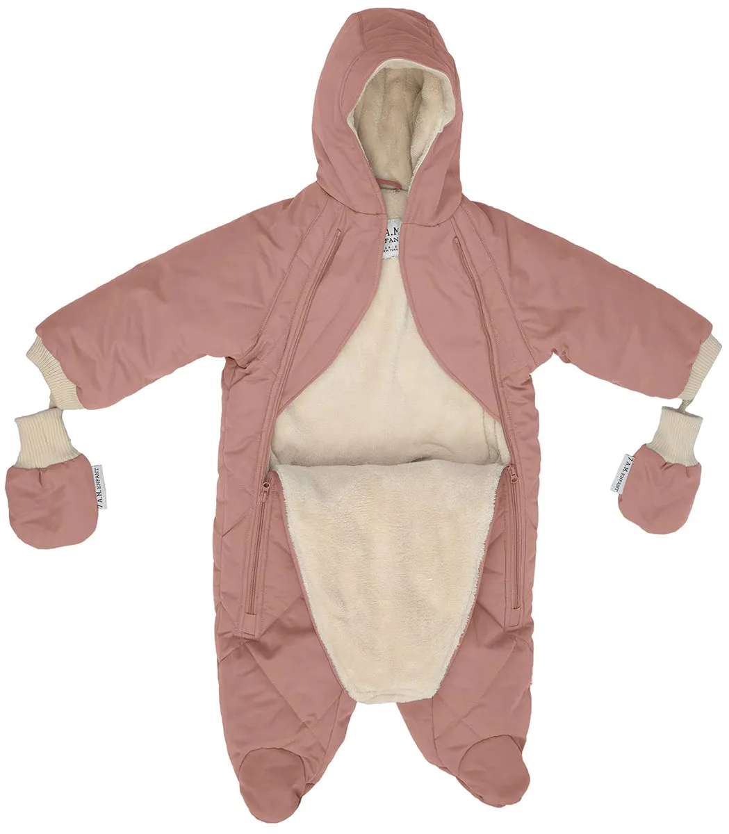 7 A.M. Enfant Snowsuit Bebe - Benji - Rose Dawn Quilted (12-24m)