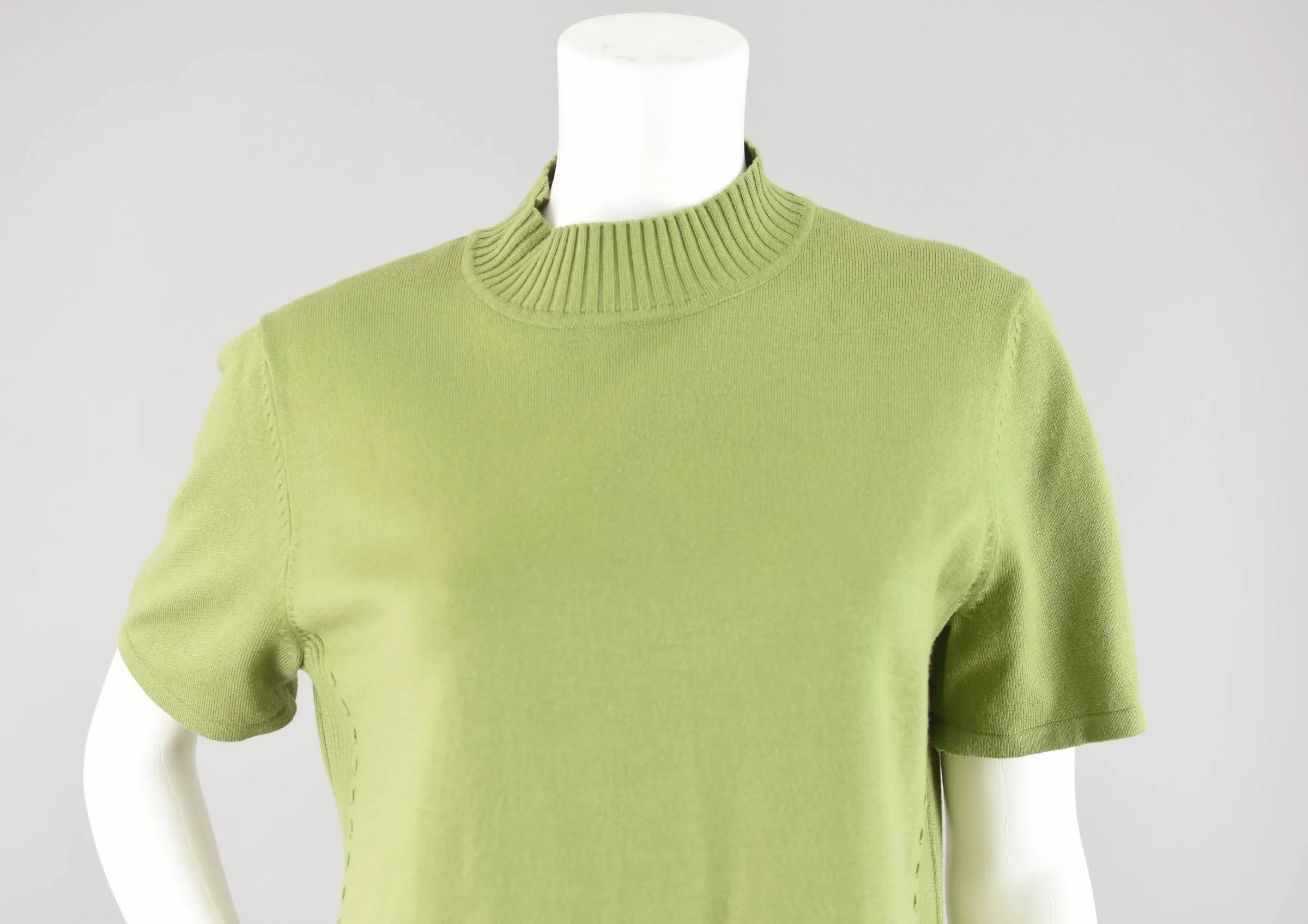 90s Chartreuse Green Mockneck Top, Women's Large