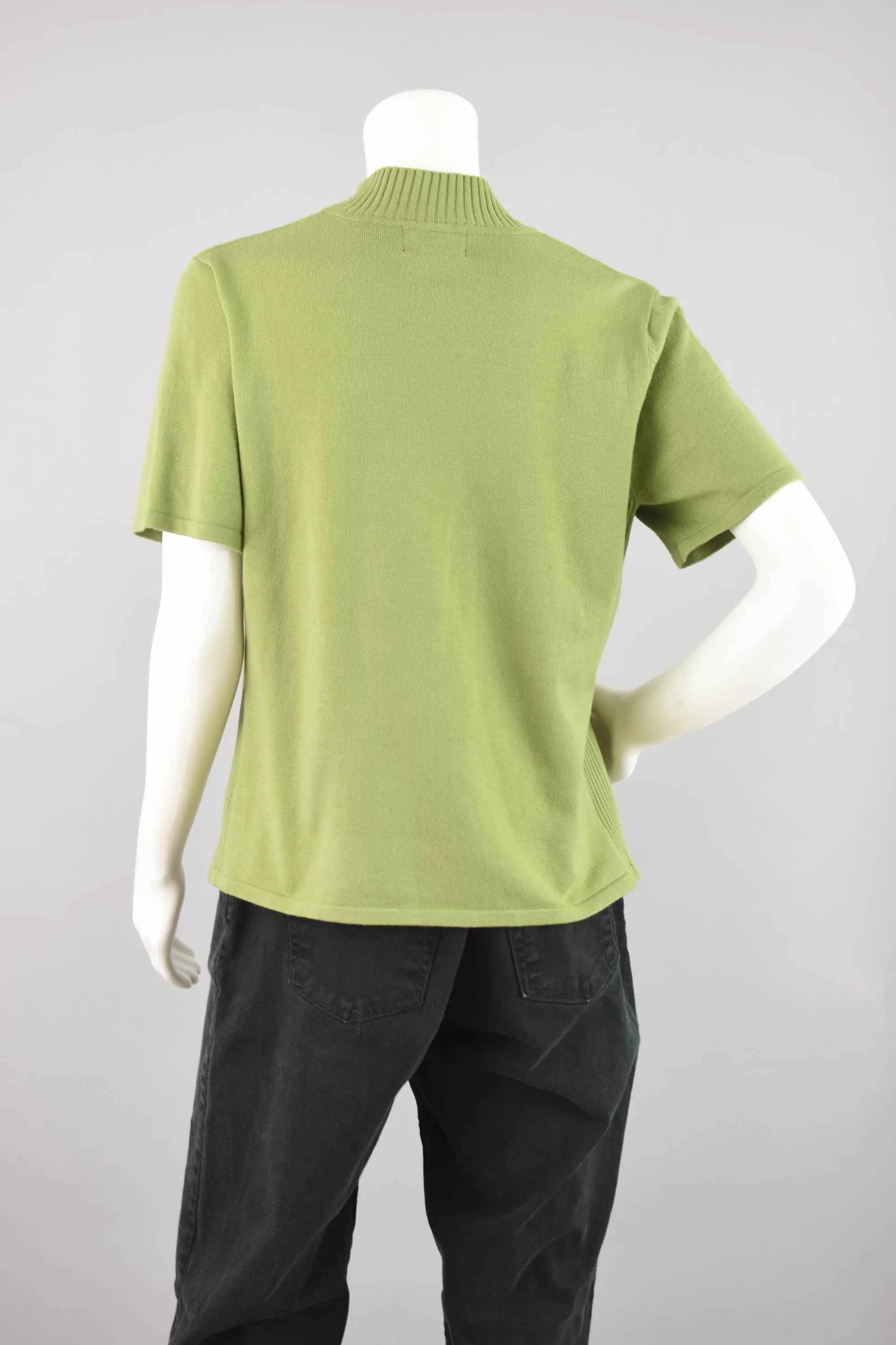 90s Chartreuse Green Mockneck Top, Women's Large