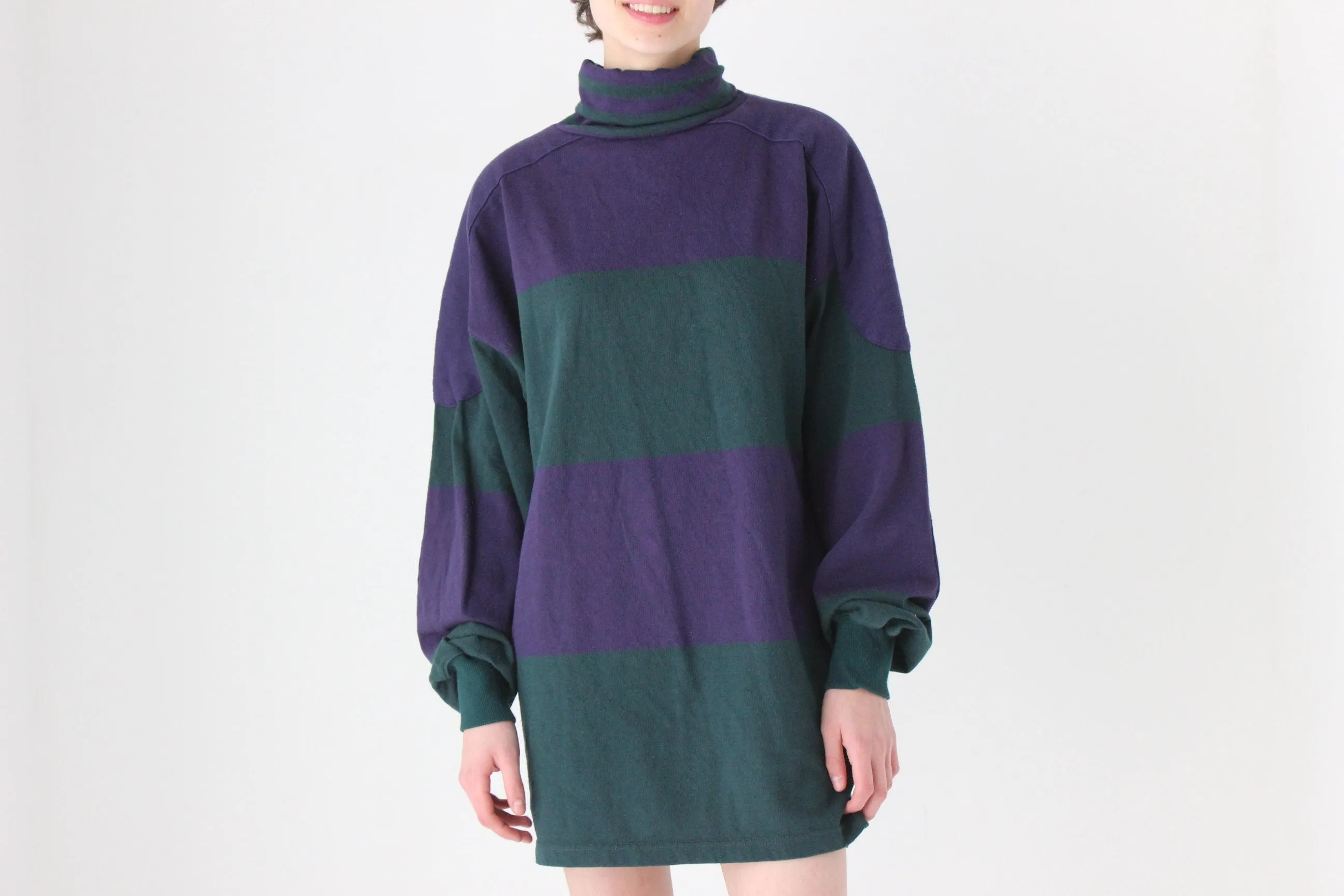 90s Cotton Stripe Oversized Sweatshirt Dress