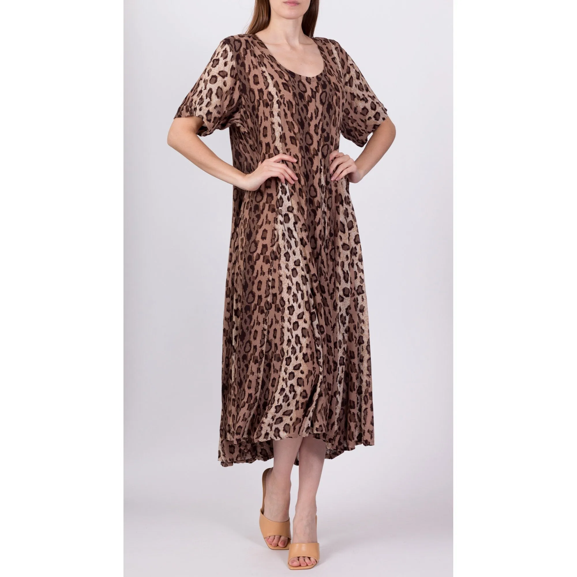 90s Grunge Leopard Print Dress - Small