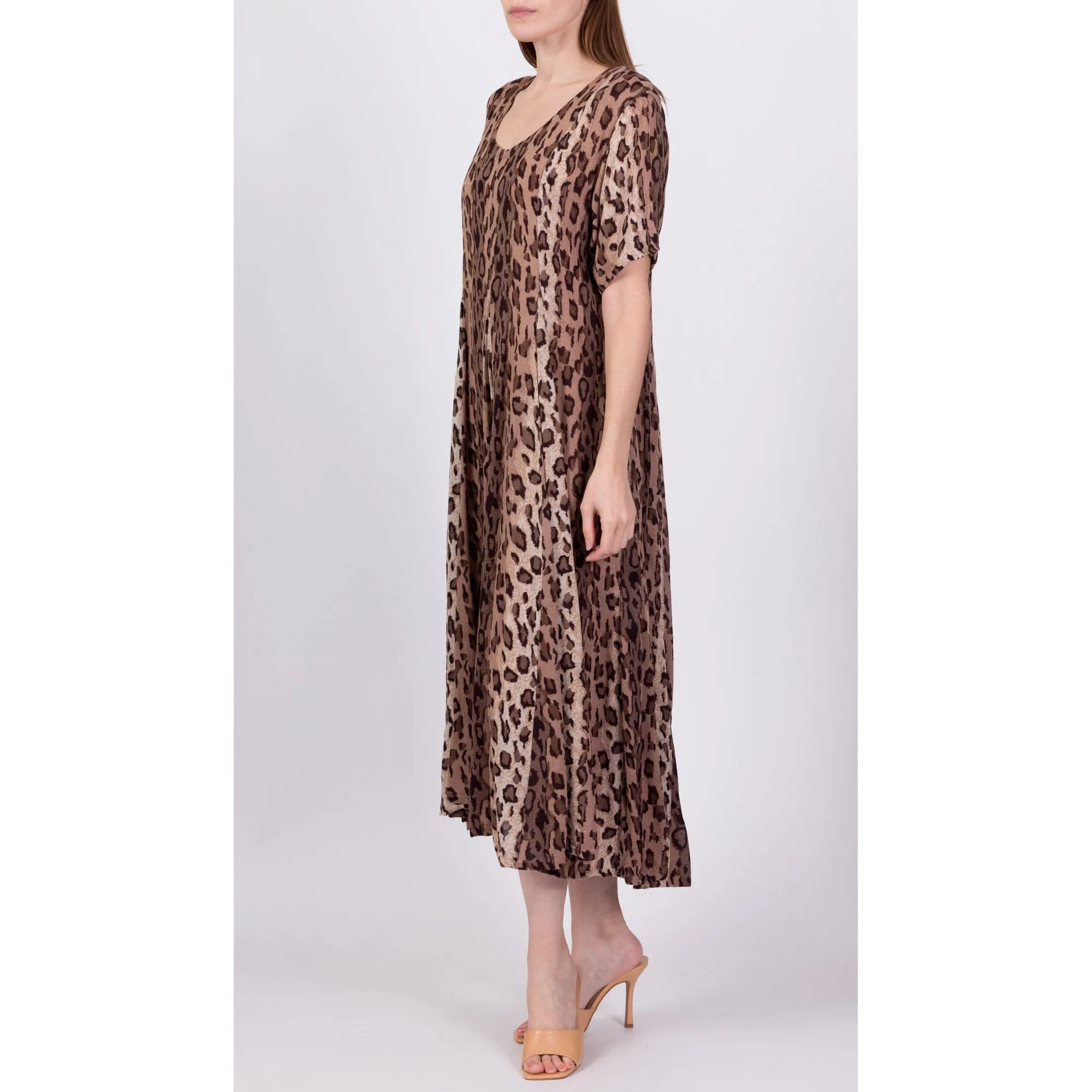 90s Grunge Leopard Print Dress - Small