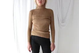 90s Luxury Pure Silk Knit Neutral Turtle Neck Sweater