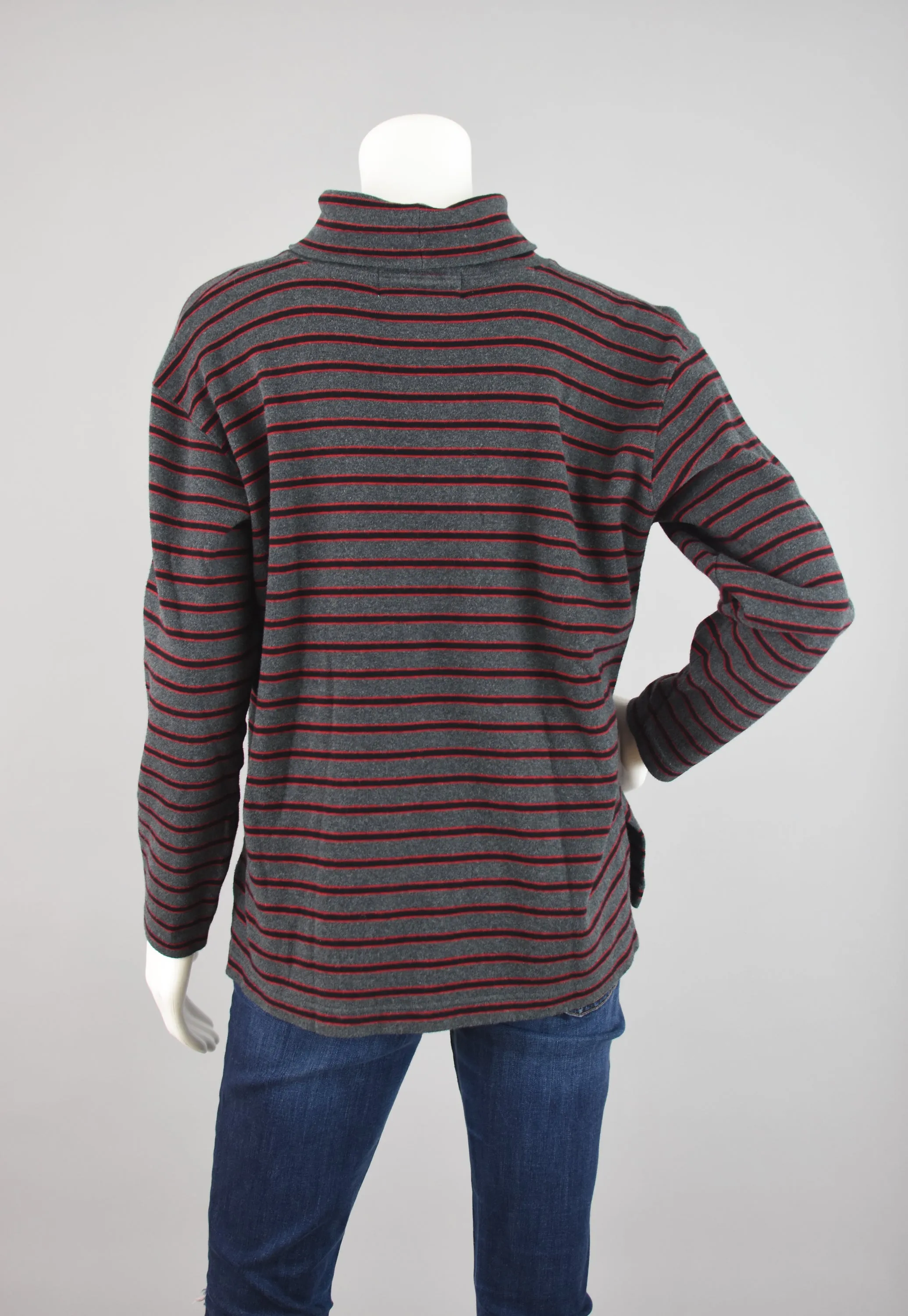 90s Striped Gray Long Sleeve Winter Turtleneck Women's Large