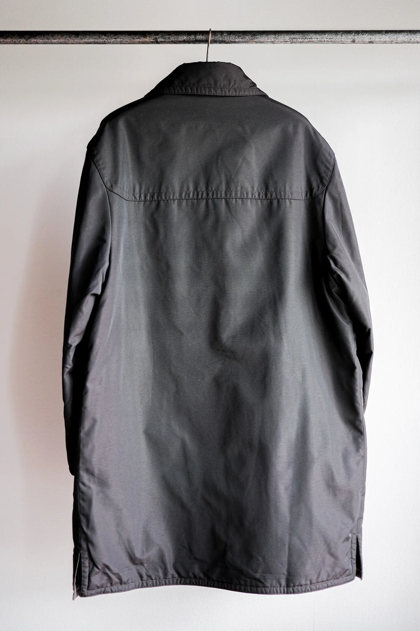 【~90's】Old Hermès Paris Dark Brown Polyamide Duffle Coat Size.54