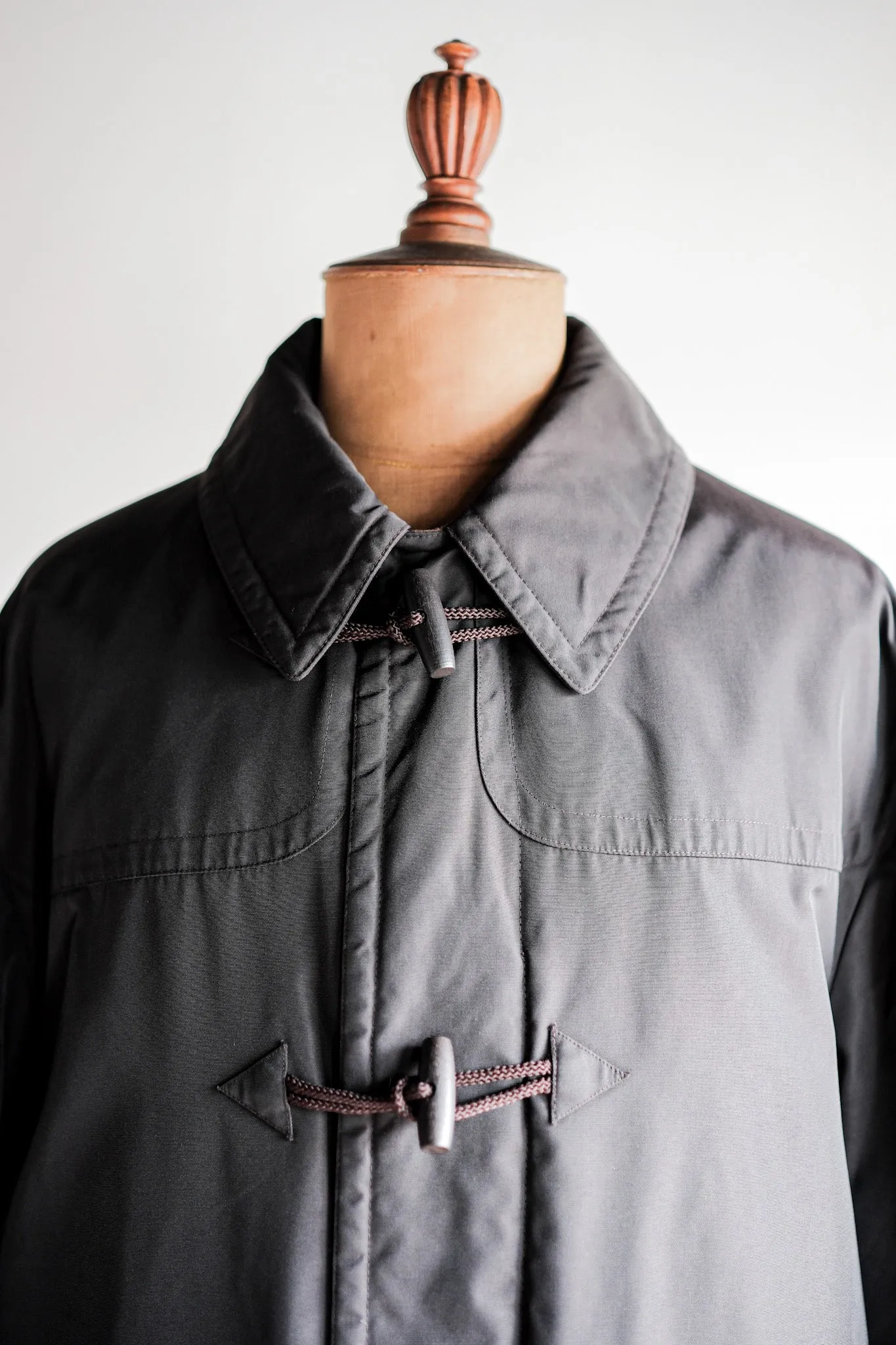 【~90's】Old Hermès Paris Dark Brown Polyamide Duffle Coat Size.54