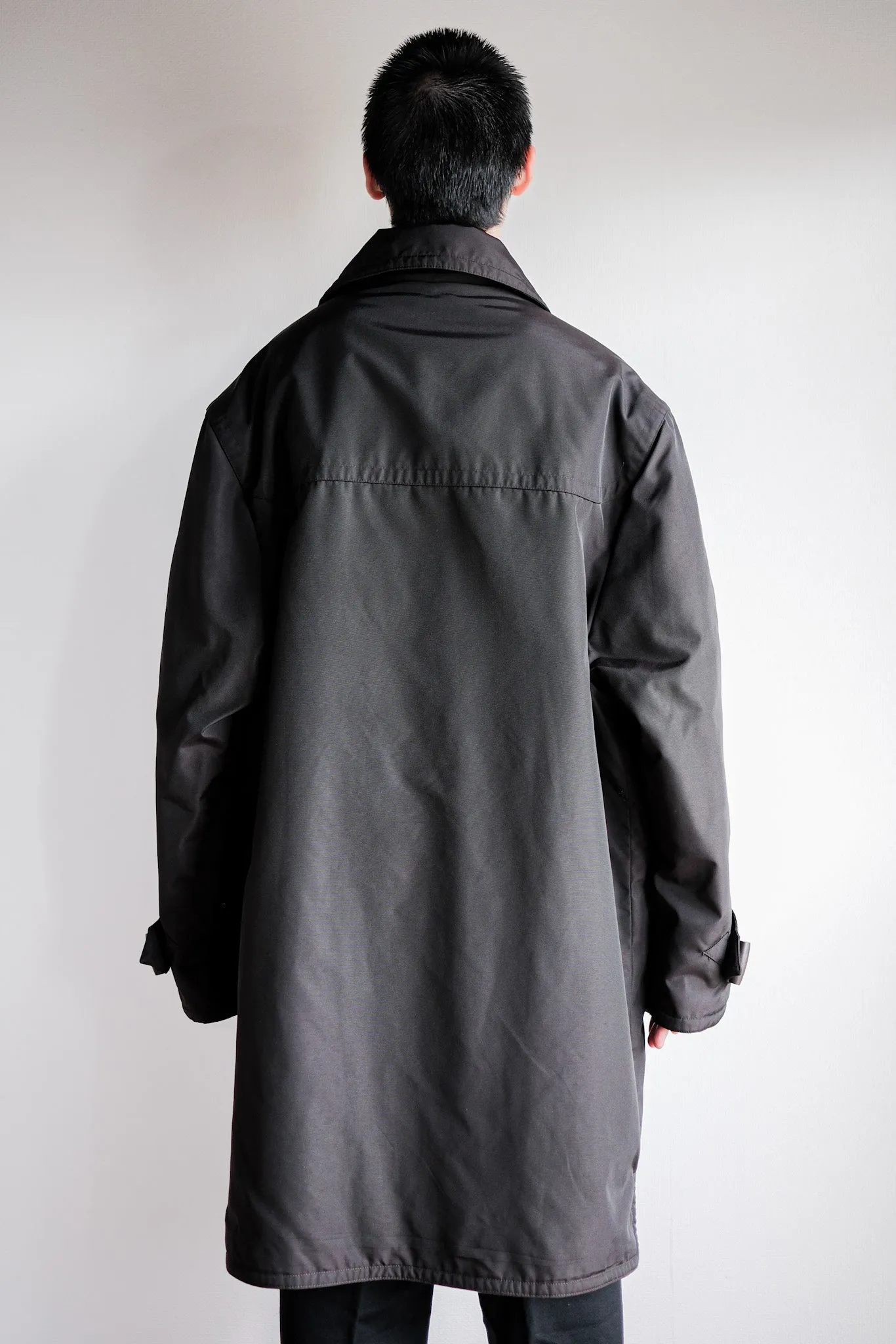 【~90's】Old Hermès Paris Dark Brown Polyamide Duffle Coat Size.54