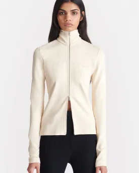 Abelia - Zip-Up Double Jersey Top - Creme