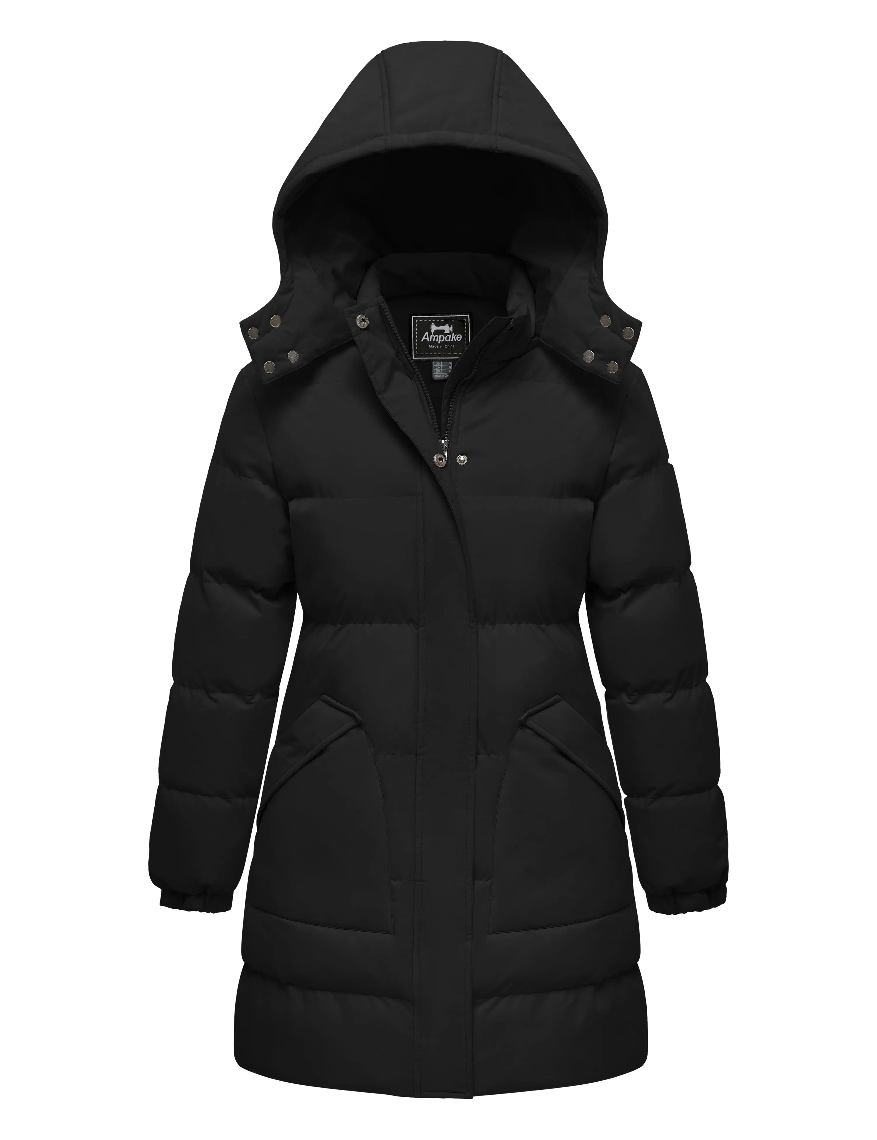 Ampake Women's Warm Thickened Parka Coat Winter Puffer Jacket with Removable Hood