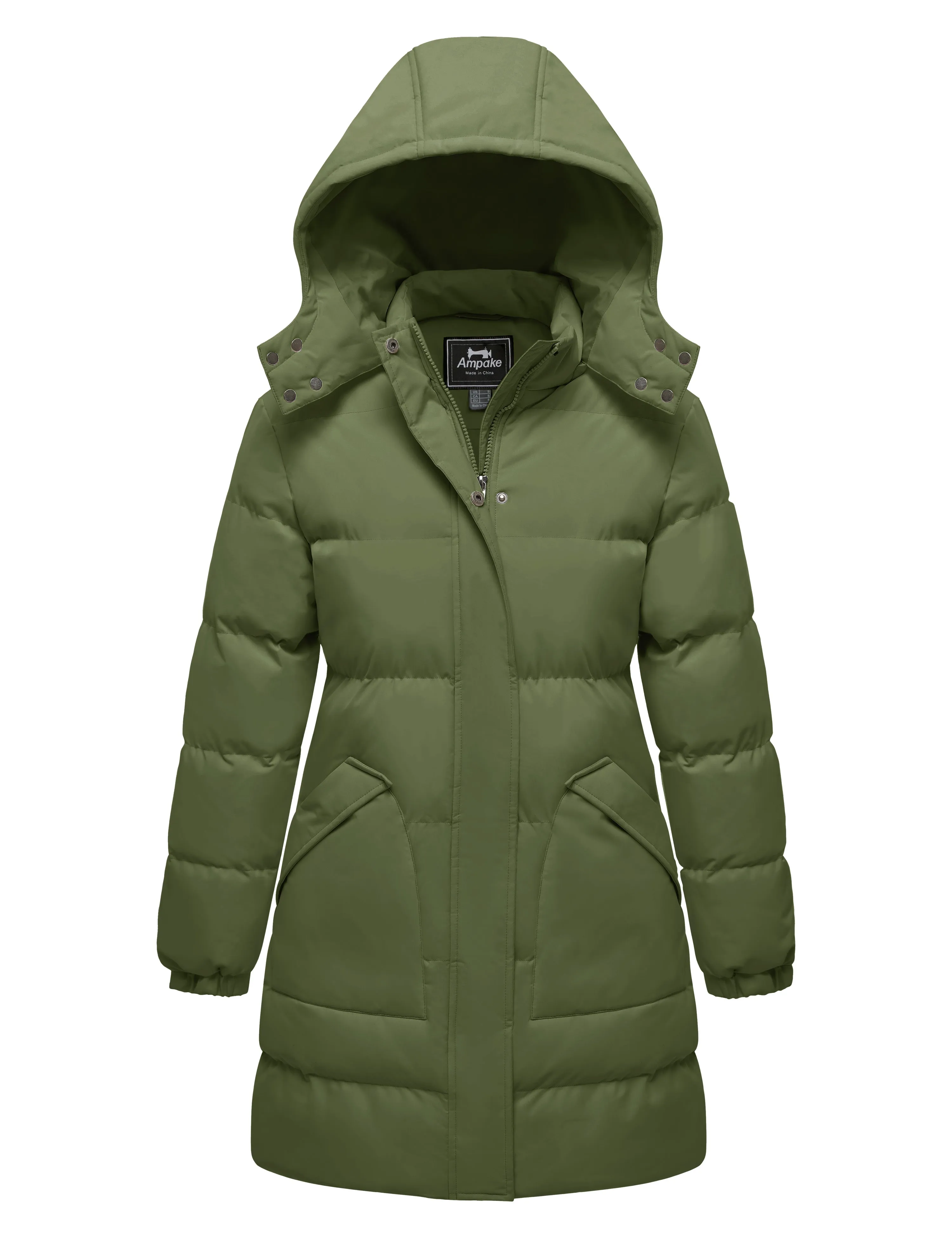 Ampake Women's Warm Thickened Parka Coat Winter Puffer Jacket with Removable Hood