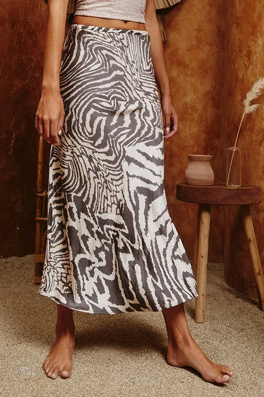 *ANIMAL PRINT MIDI SKIRT MOCHA/BEIGE