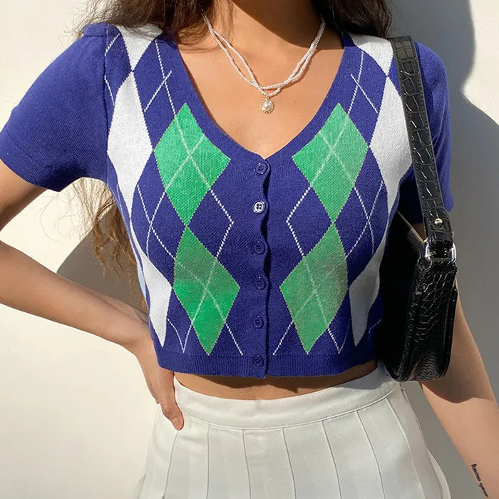 Argyle Pattern Knit Top