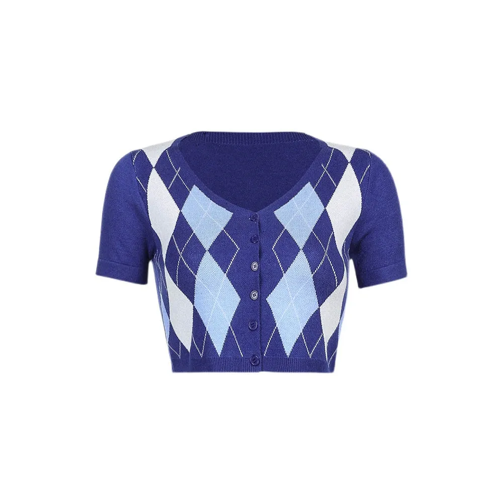 Argyle Pattern Knit Top