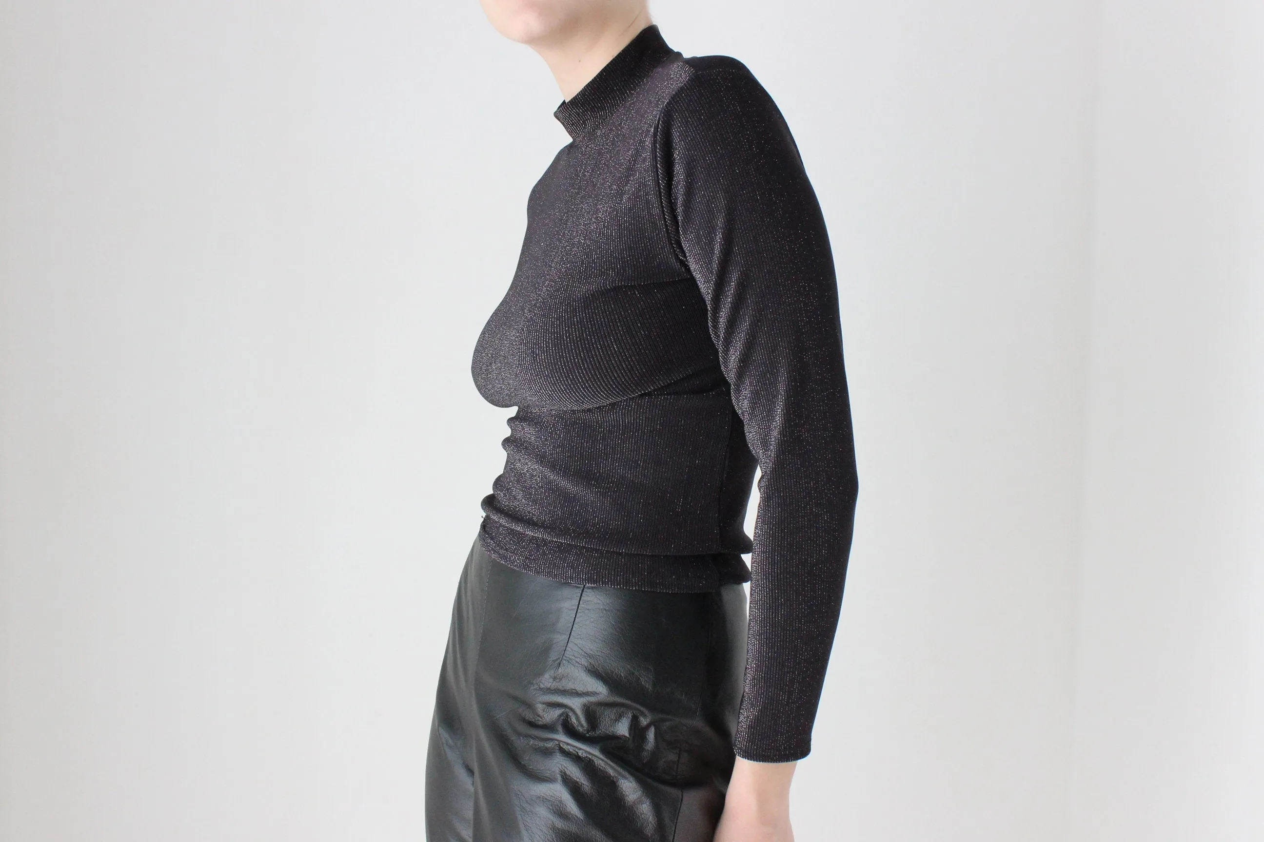 BALLETCORE 90s Glitter Knit Stretch Fitted Top