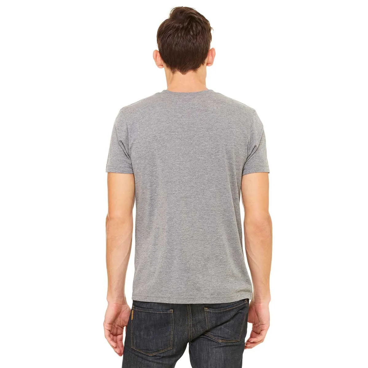 Bella   Canvas Men's Grey Triblend Short-Sleeve Henley