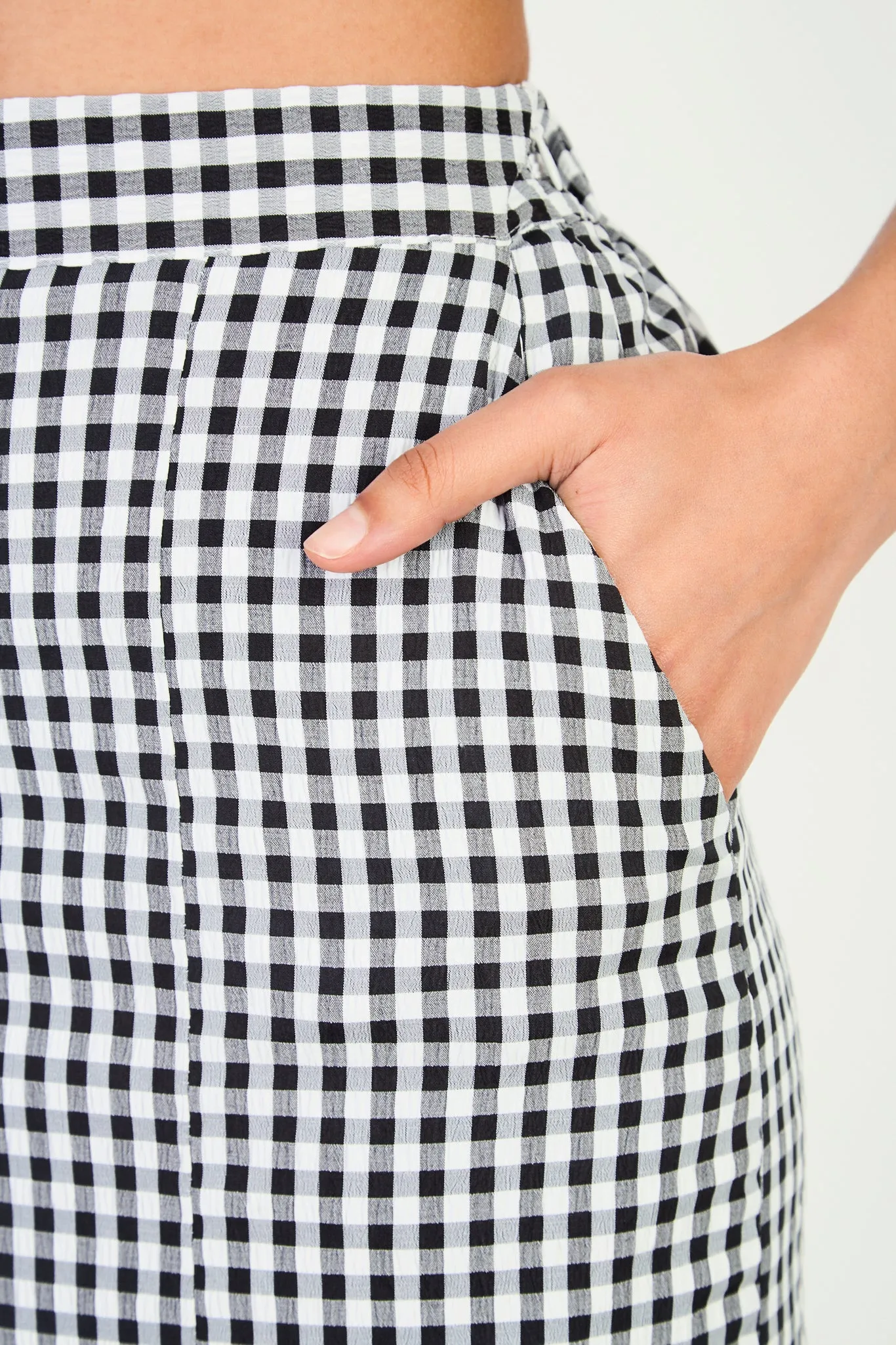 Black gingham pencil skirt