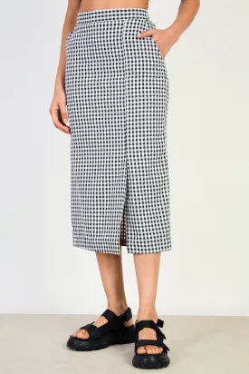 Black gingham pencil skirt