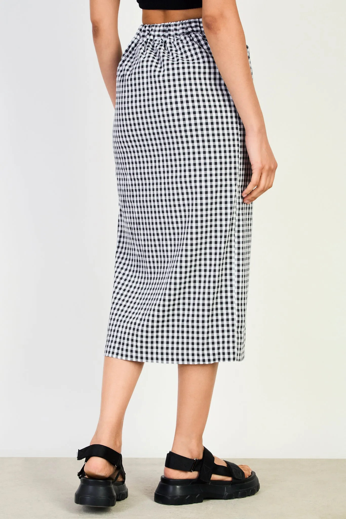 Black gingham pencil skirt