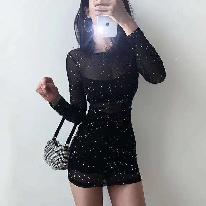 Black Shiny Mini Dress