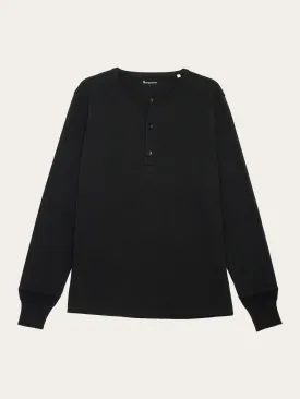 BO long sleeve henley - Regenerative Organic Certified™ - GOTS/Vegan - Black Jet