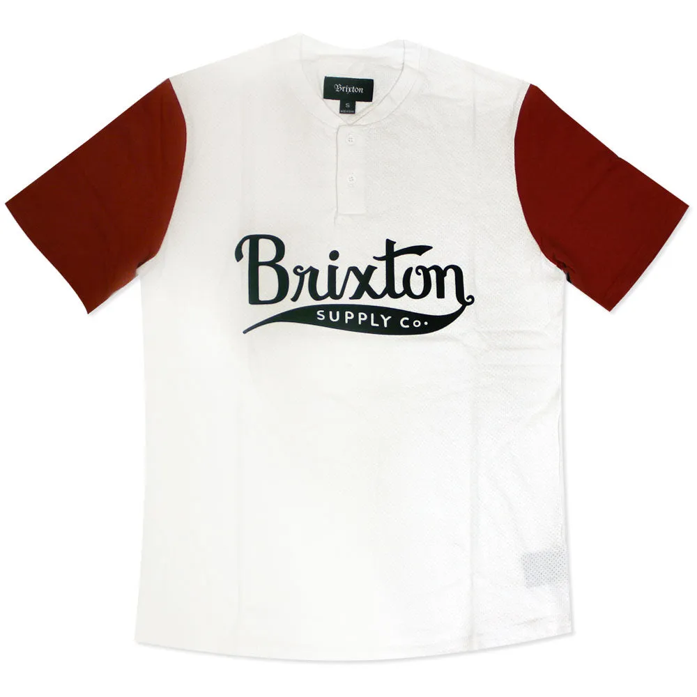 Brixton Gomez Henley T-Shirt White Red