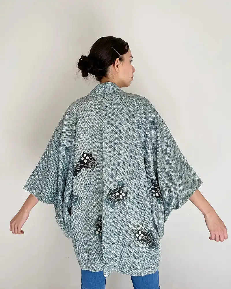 Calming blue Haori Kimono Jacket