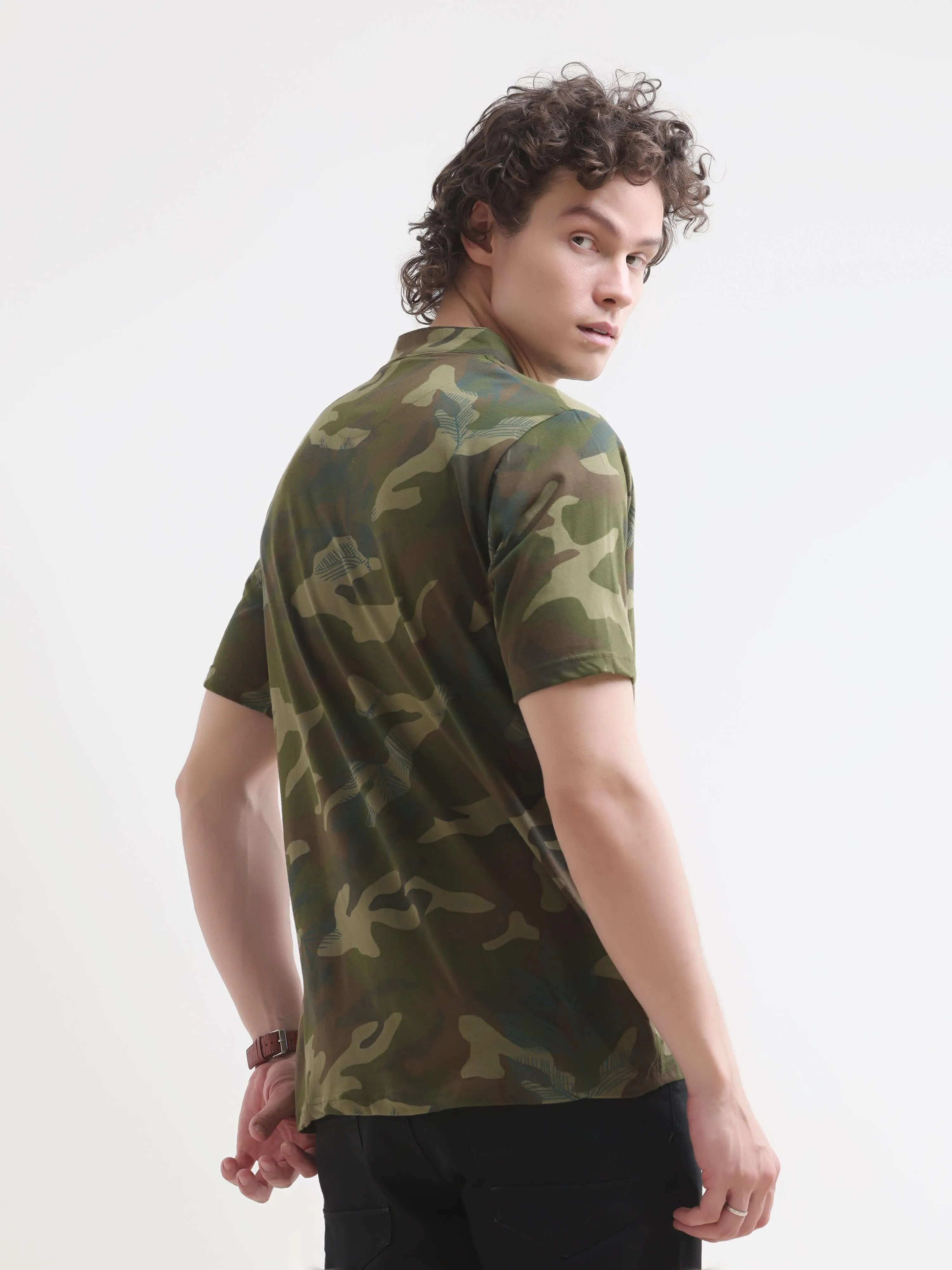 Camo Green Henley T-shirt