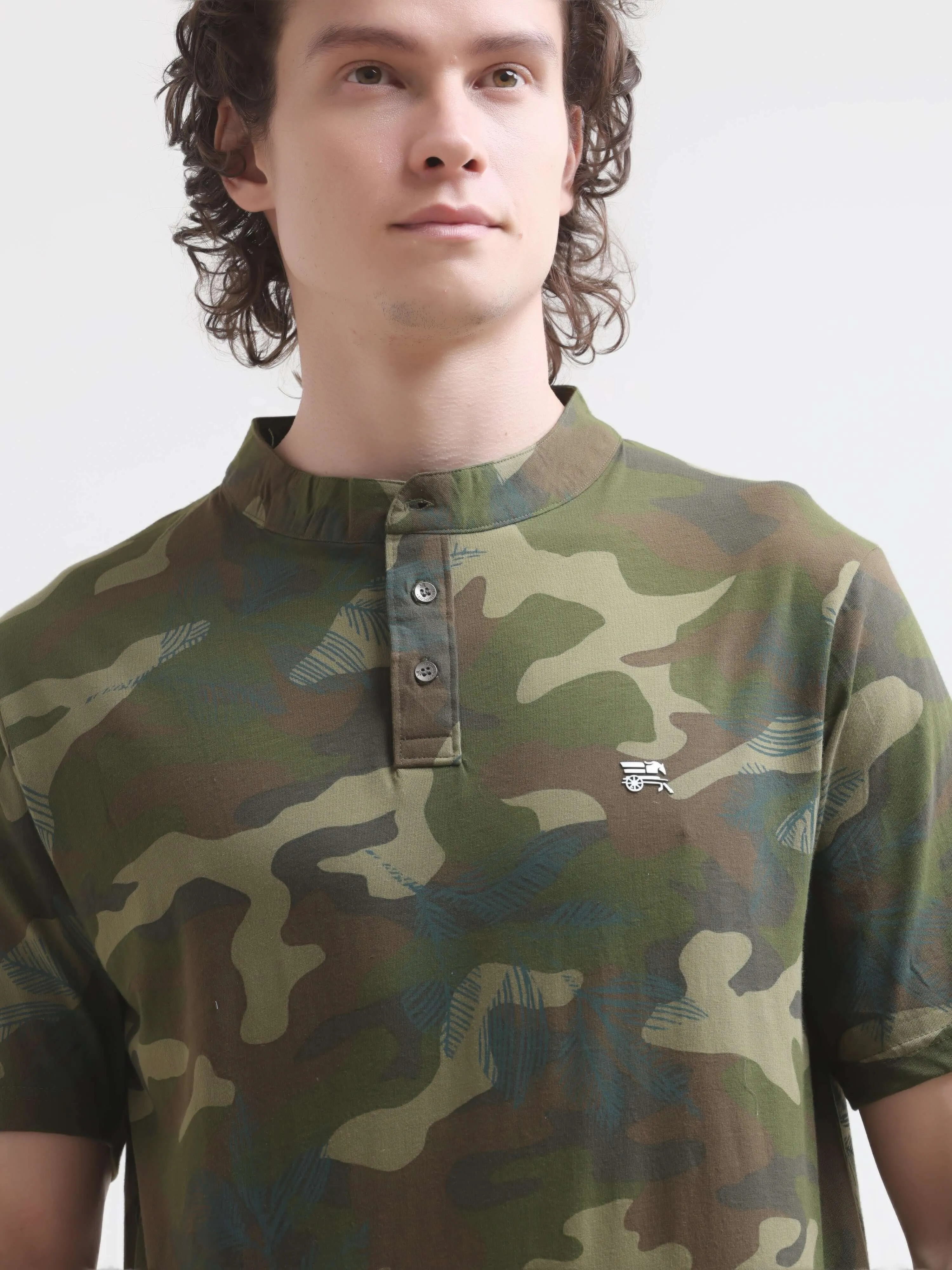 Camo Green Henley T-shirt