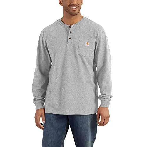 Carhartt K128 Men's Loose Fit Heavyweight Long-Sleeve Pocket Henley T-Shirt