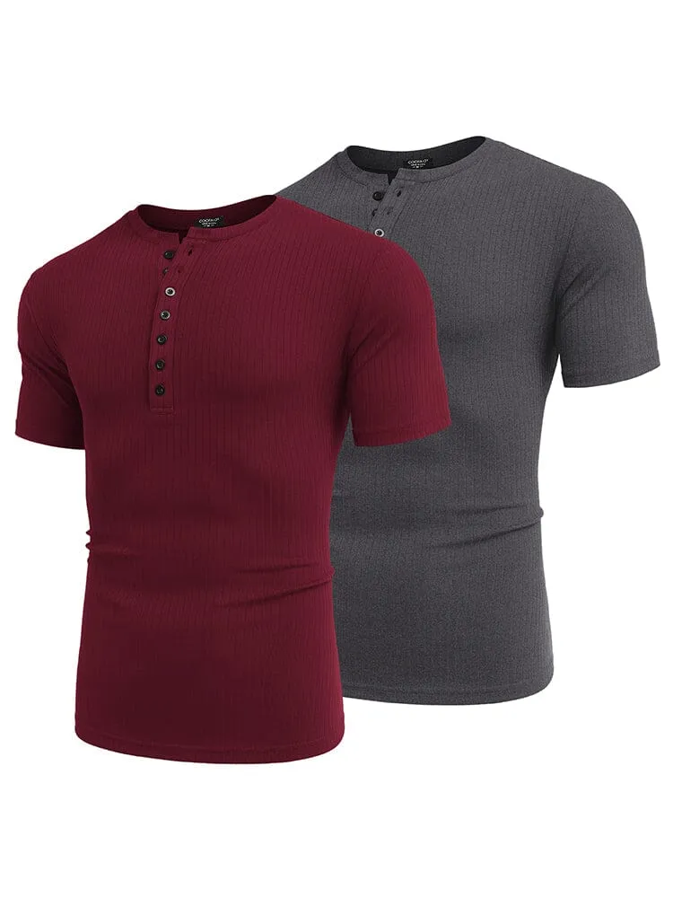 Casual 2-Pack Stretch Ribbed Shirts (US Only)