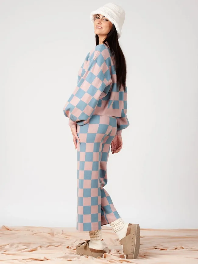 Checkmate Sweater and Pant Set-Mauve Blue