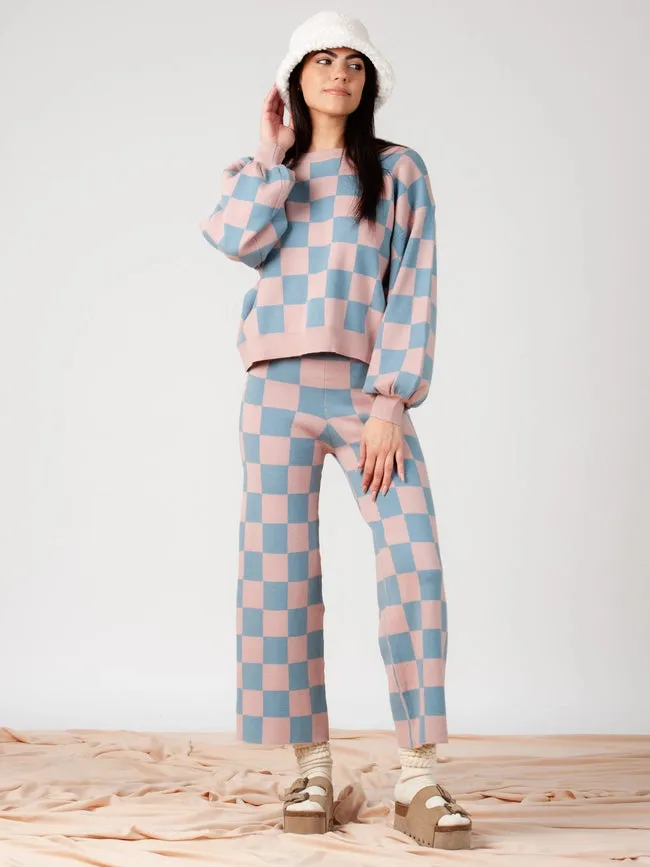 Checkmate Sweater and Pant Set-Mauve Blue