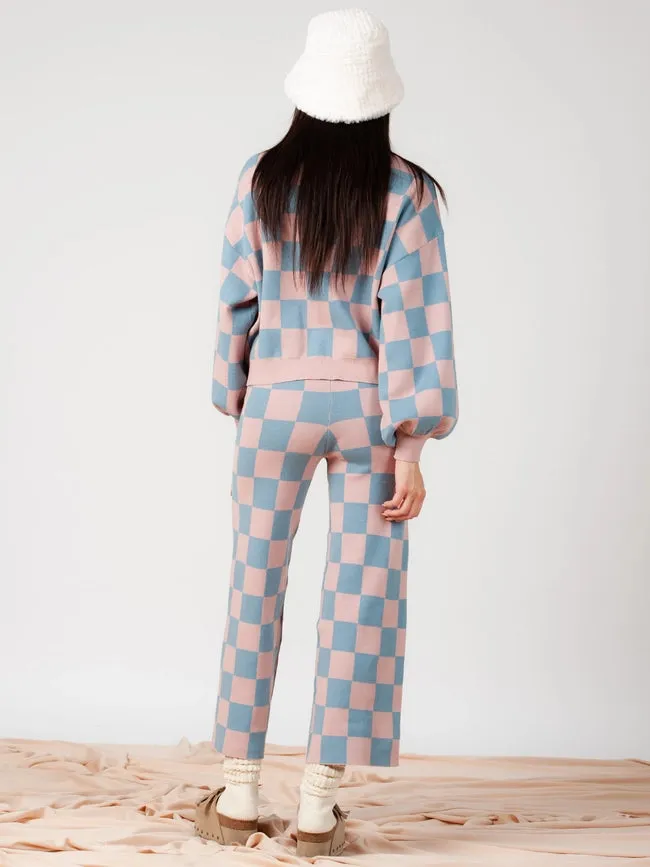 Checkmate Sweater and Pant Set-Mauve Blue