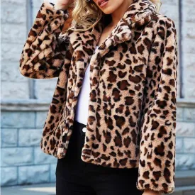 Cheetah Leopard Faux Fur Coat