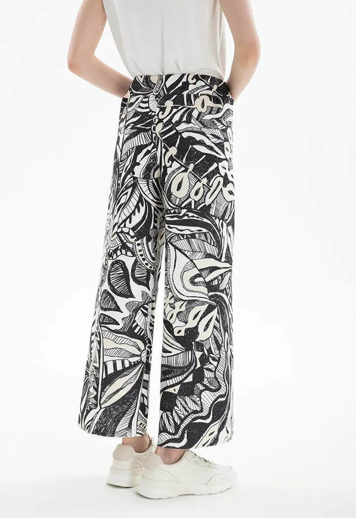 Choice Hand Sketch Printed Neoprene Culottes Print