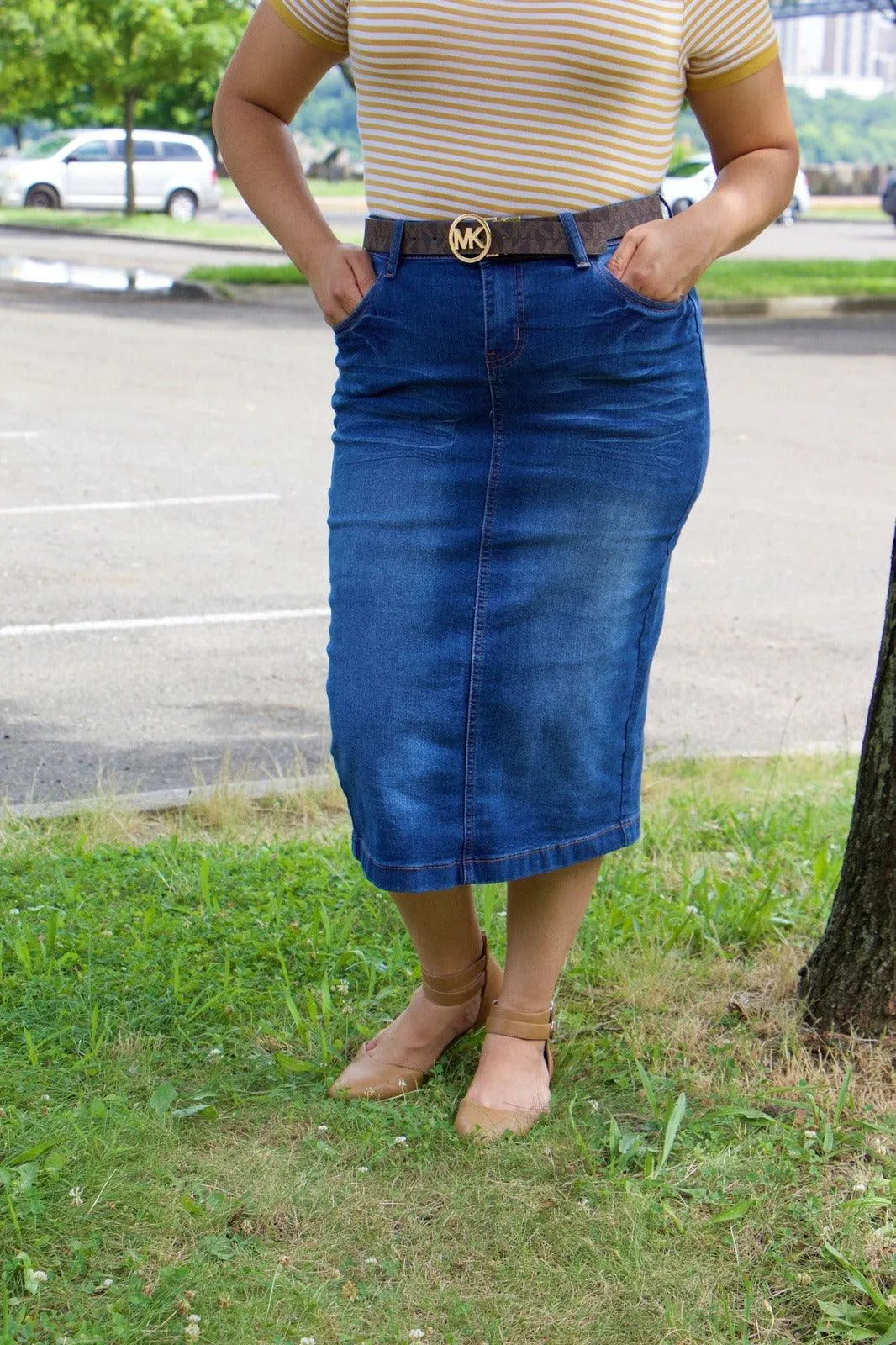 Clara Indigo Denim Skirt