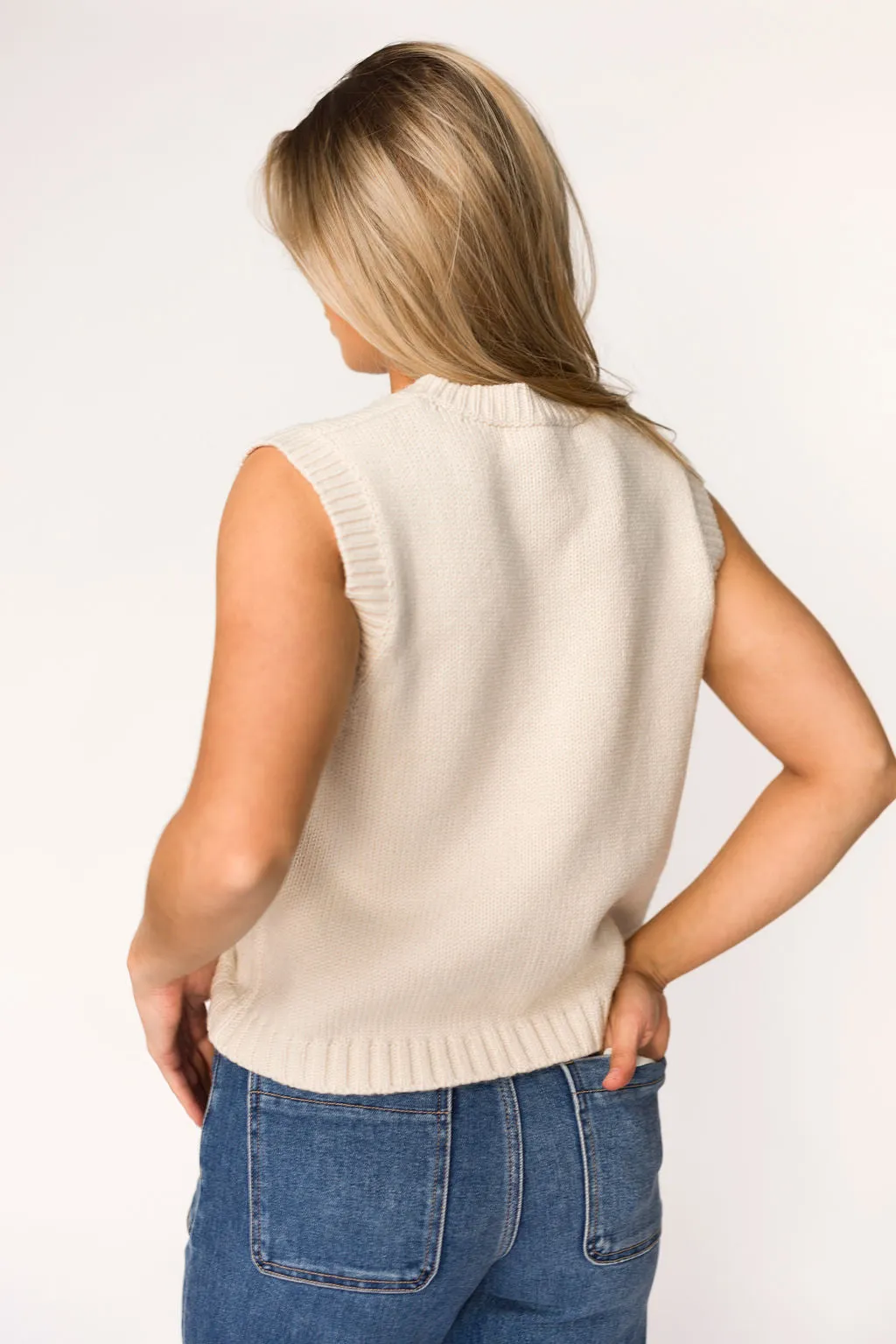 Clarice Sweater Knit Vest in Ivory