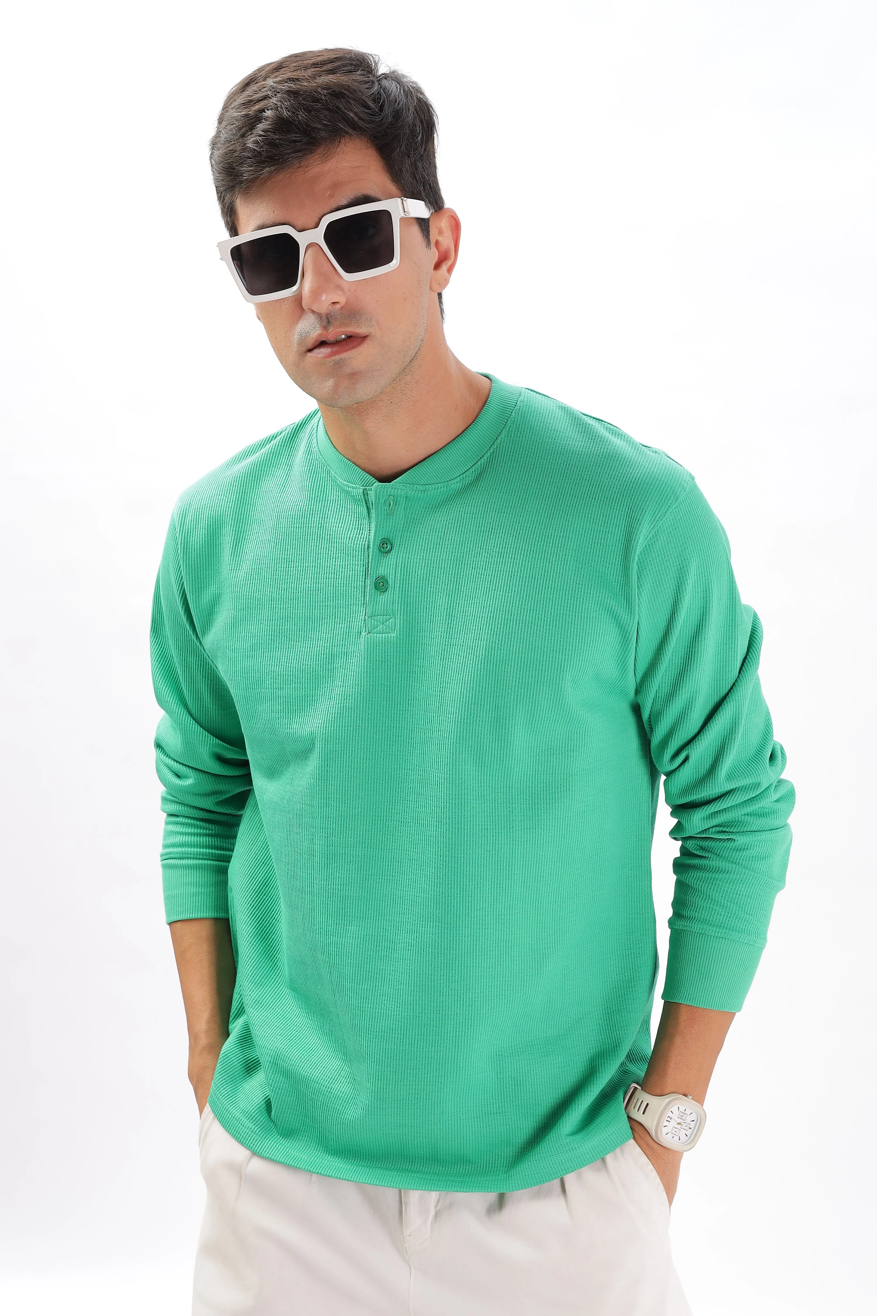 Classic Henley T-Shirt: Green