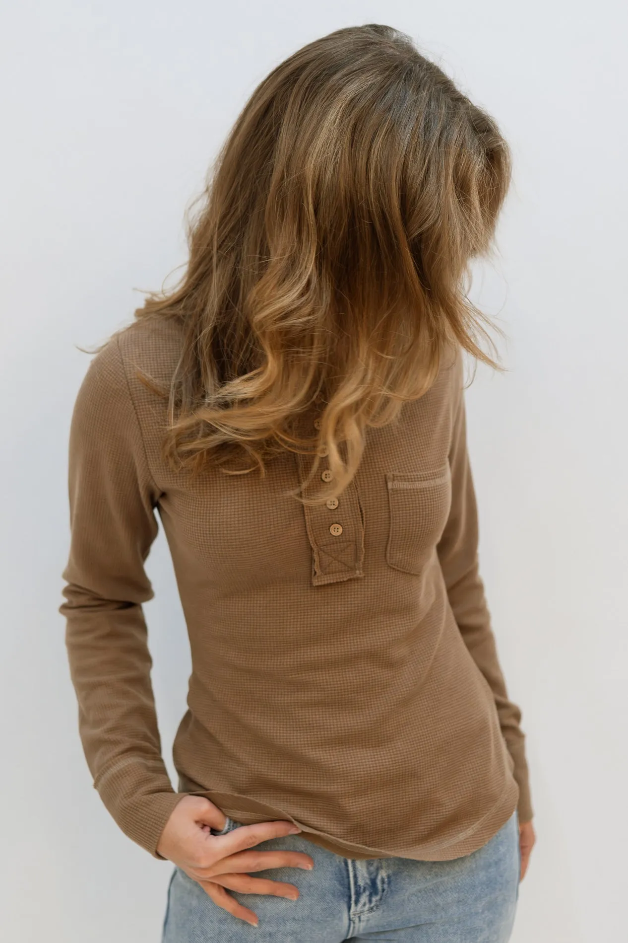 Colleen Waffle Knit Top - Mocha