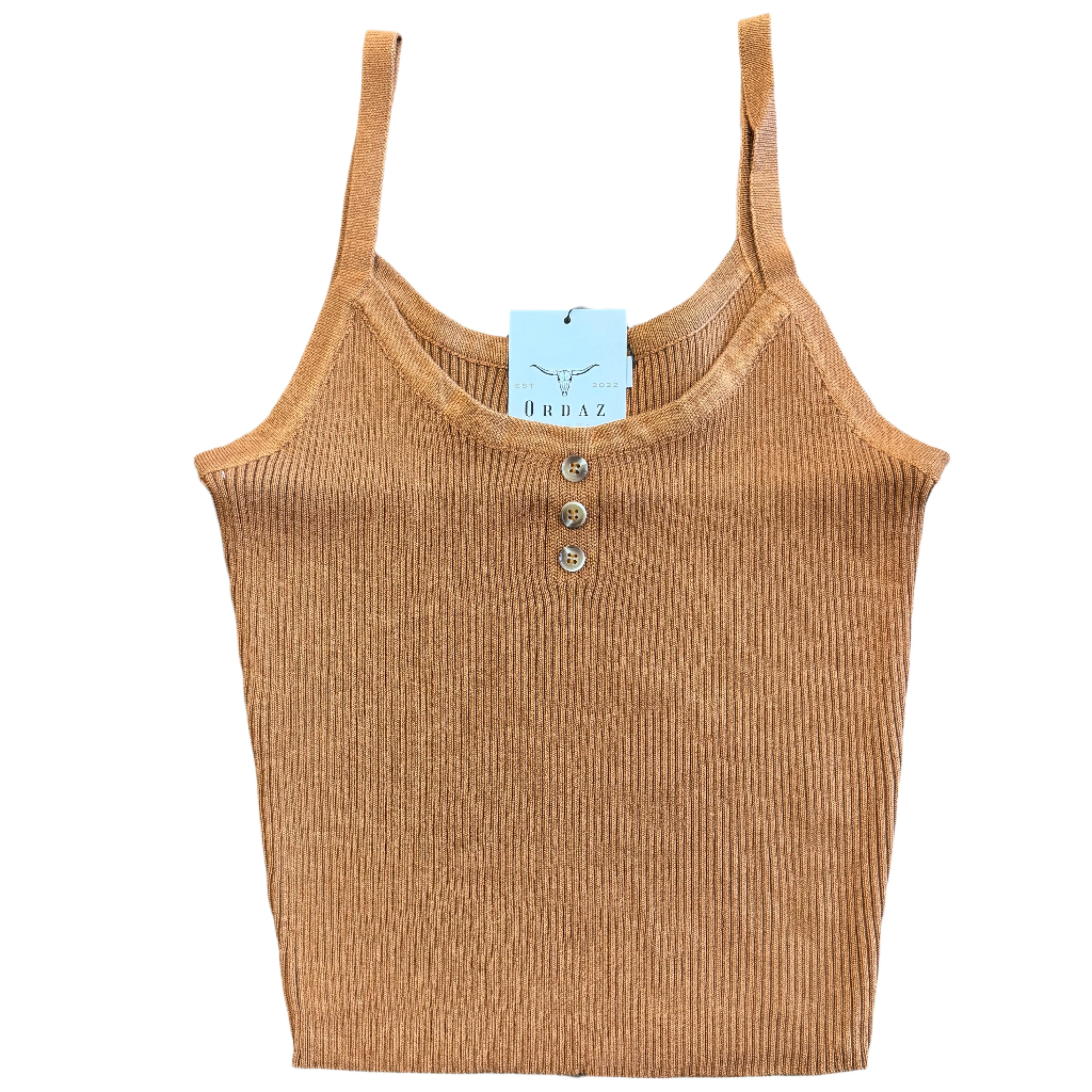 Copper Button Knit Top