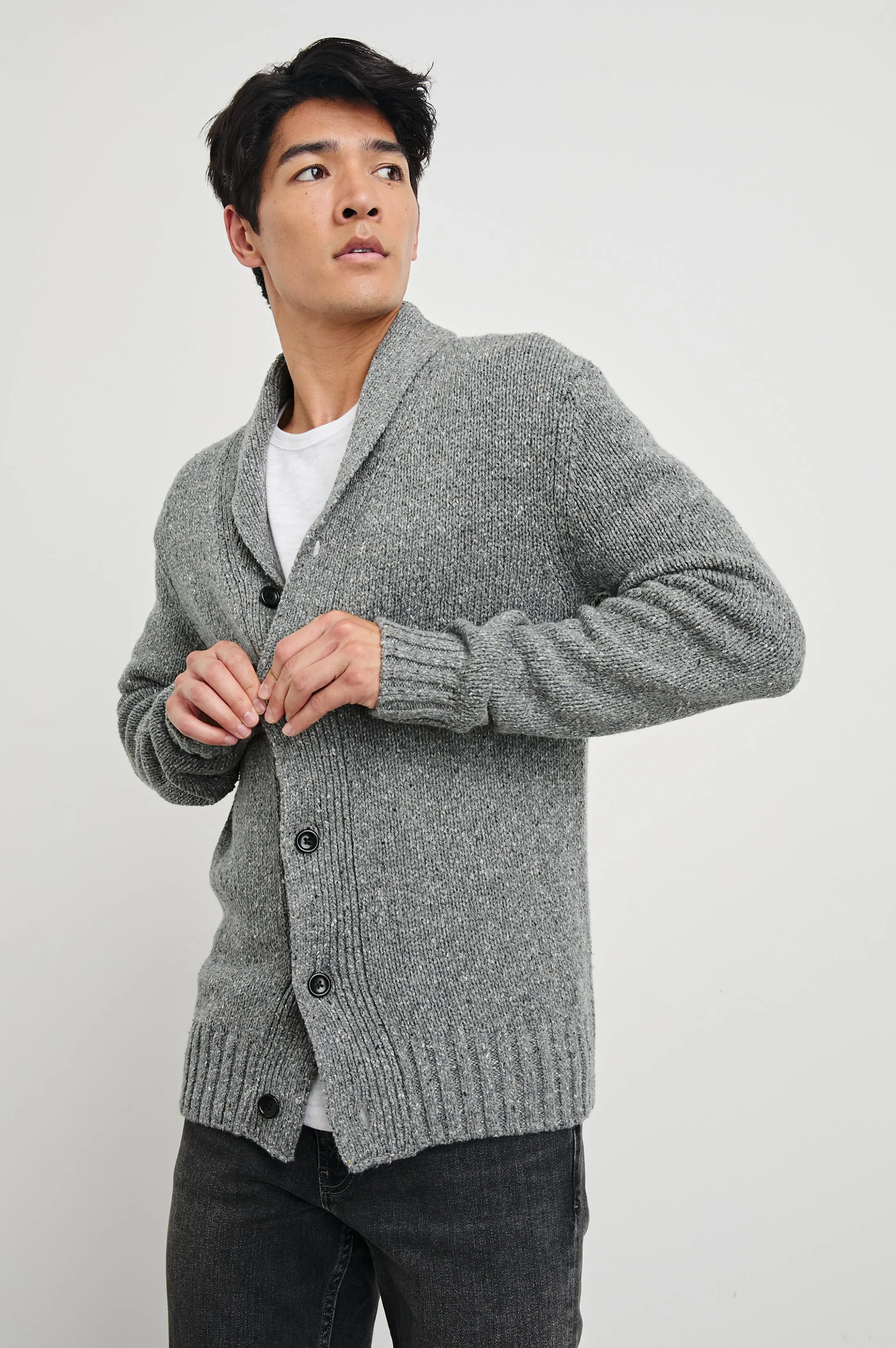 CORDEN CARDIGAN - MONOCHROMATIC SPECKLE