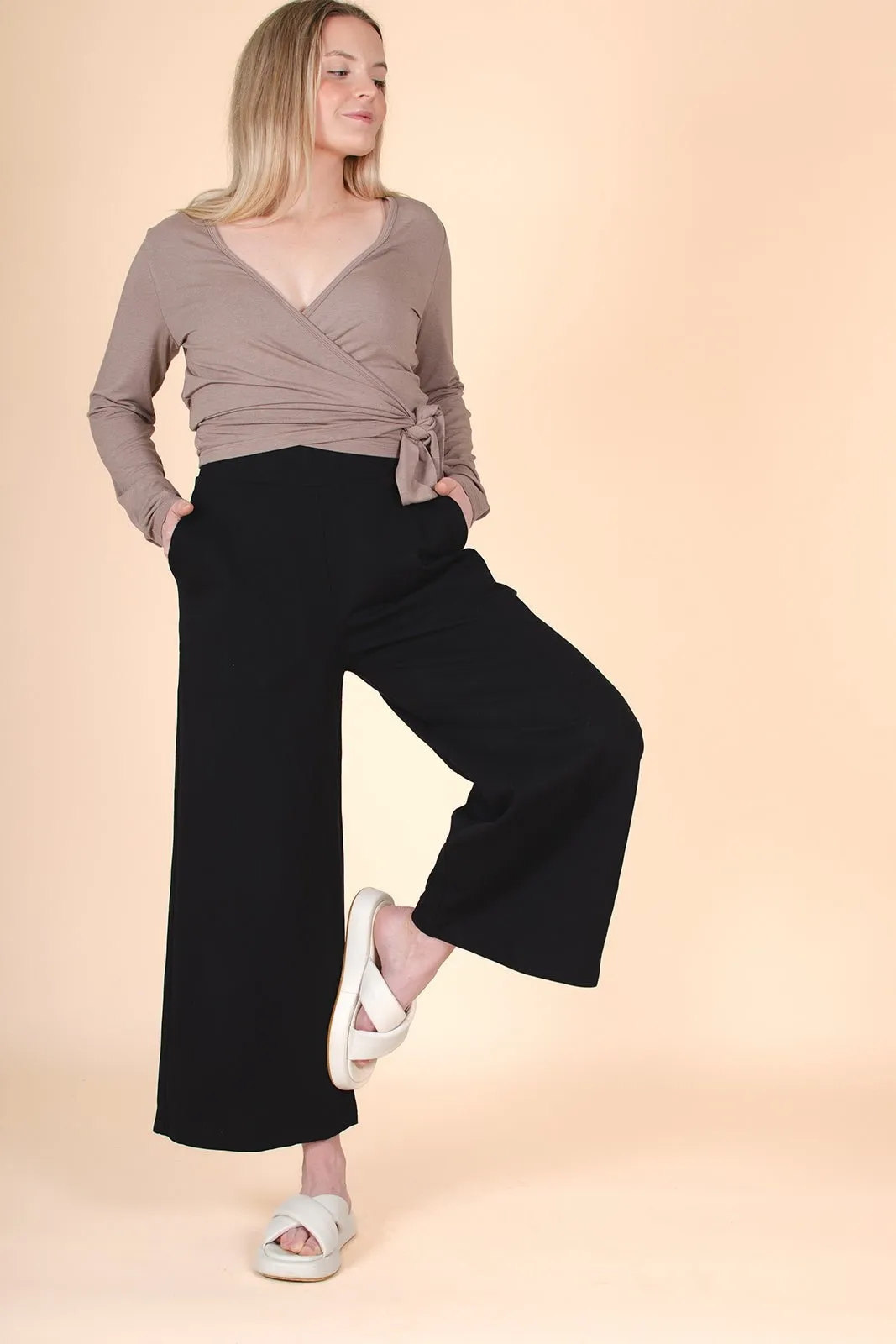 Culottes & Rib Rollneck -pakkaus, Taupe