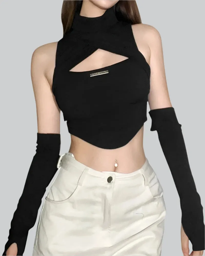 Cut Out Turtleneck Top