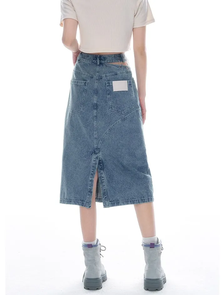 Denim Pencil Side-cut Skirt